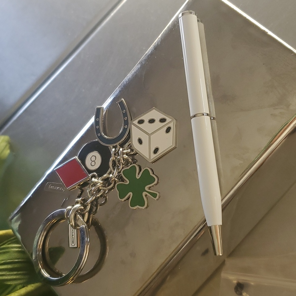 Coach Lucky Charm Keychain. 6 Colorful Charms Clover, dice, Horseshoe More - Picture 2 of 6